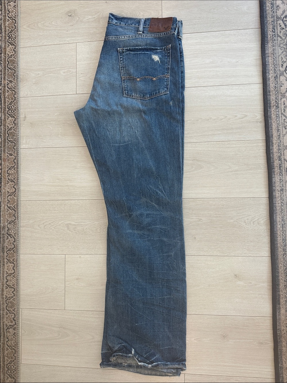Vintage American Eagle Men's Dark Blue Bootcut Jeans